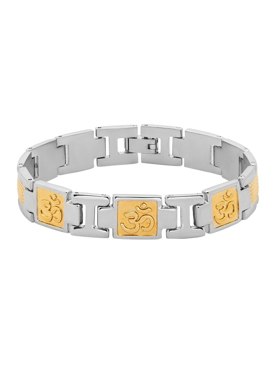 

Shining Jewel - By Shivansh Men Gold-Toned & Silver-Toned Brass Gold-Plated Charm Bracelet