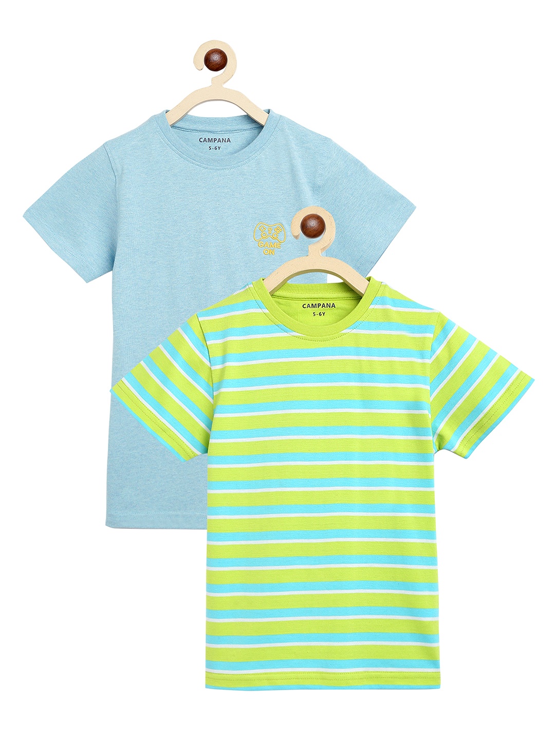 

Campana Boys Green & Blue 2 Striped T-shirt