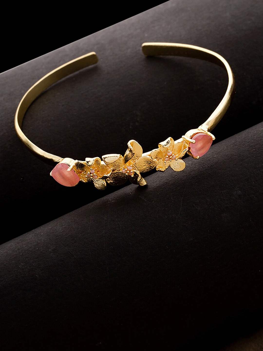 

Voylla Women Pink Brass Enamelled Gold-Plated Cuff Bracelet