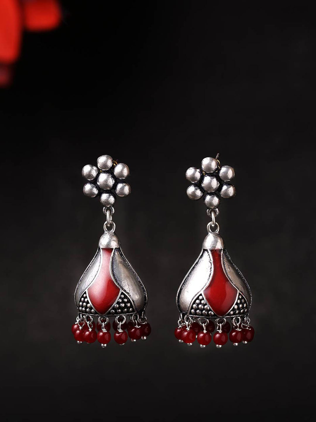 

Voylla Silver-Plated Geometric Drop Earrings