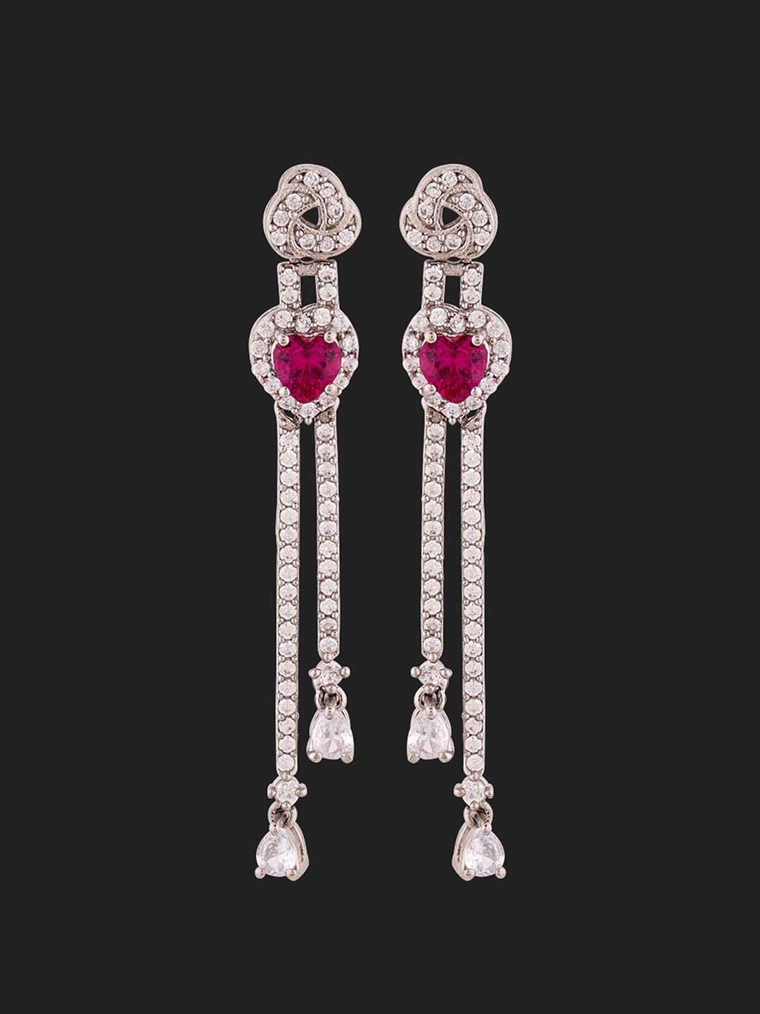 

Voylla Silver-Toned Geometric Drop Earrings