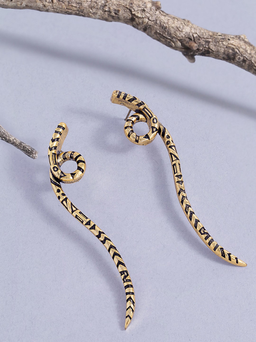 

Voylla Gold-Toned Geometric Drop Earrings