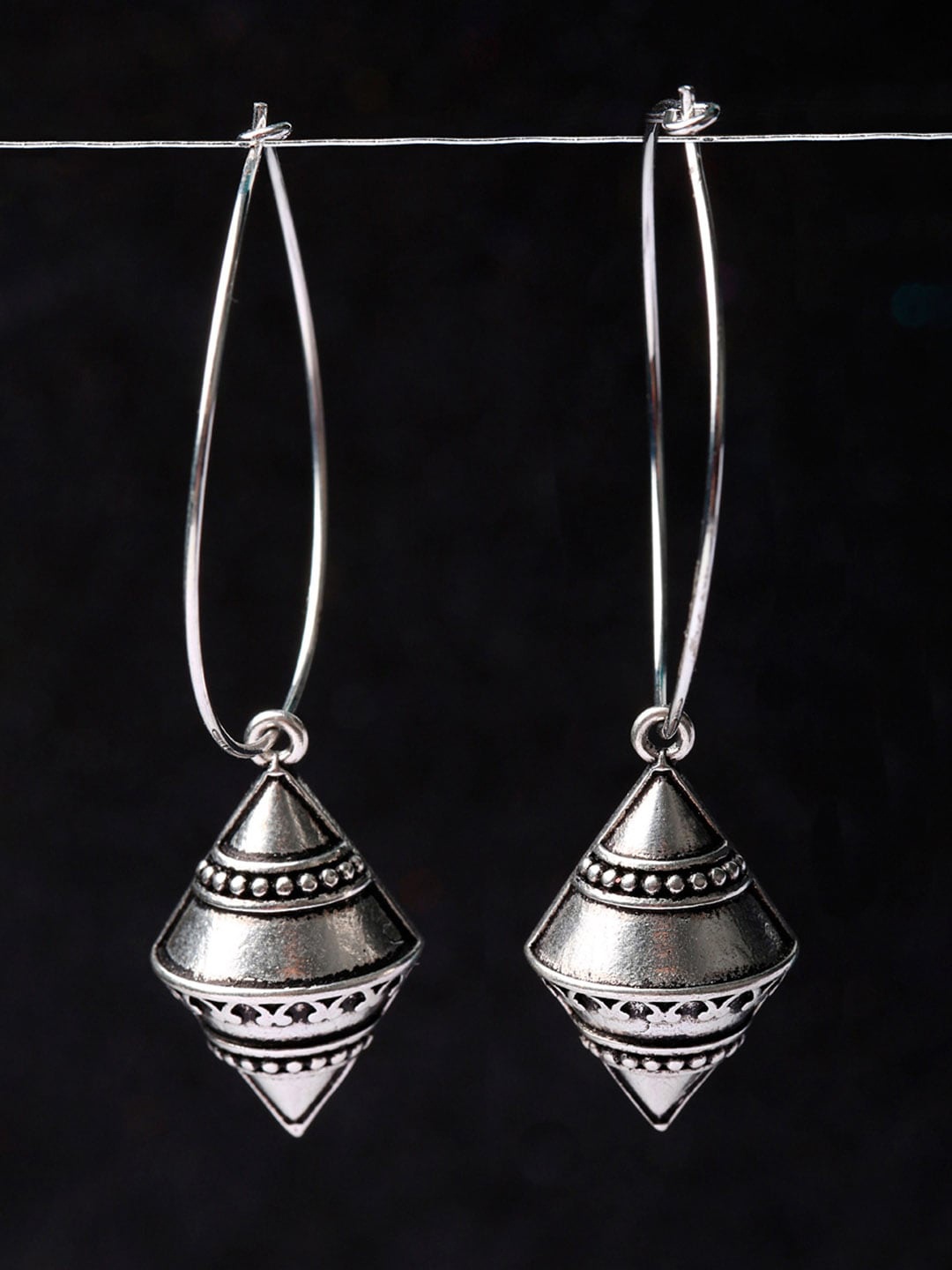 

Voylla Silver-Plated Geometric Drop Earrings