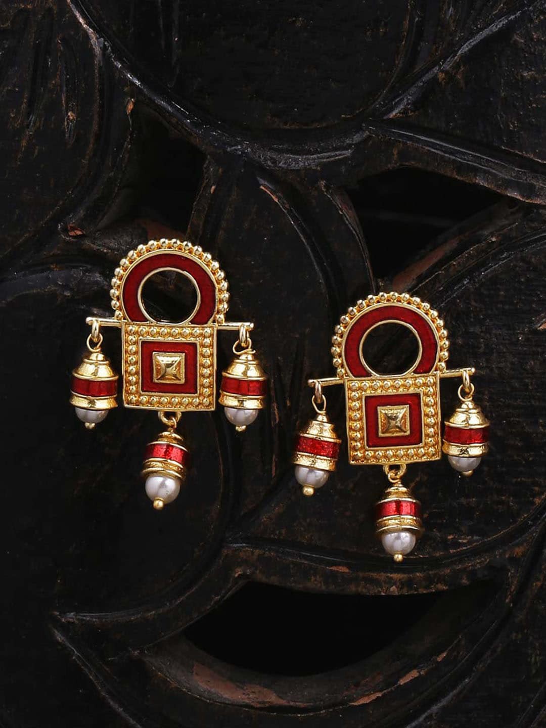 

Voylla Gold-Toned Temple Bell Tiny Drop Earrings