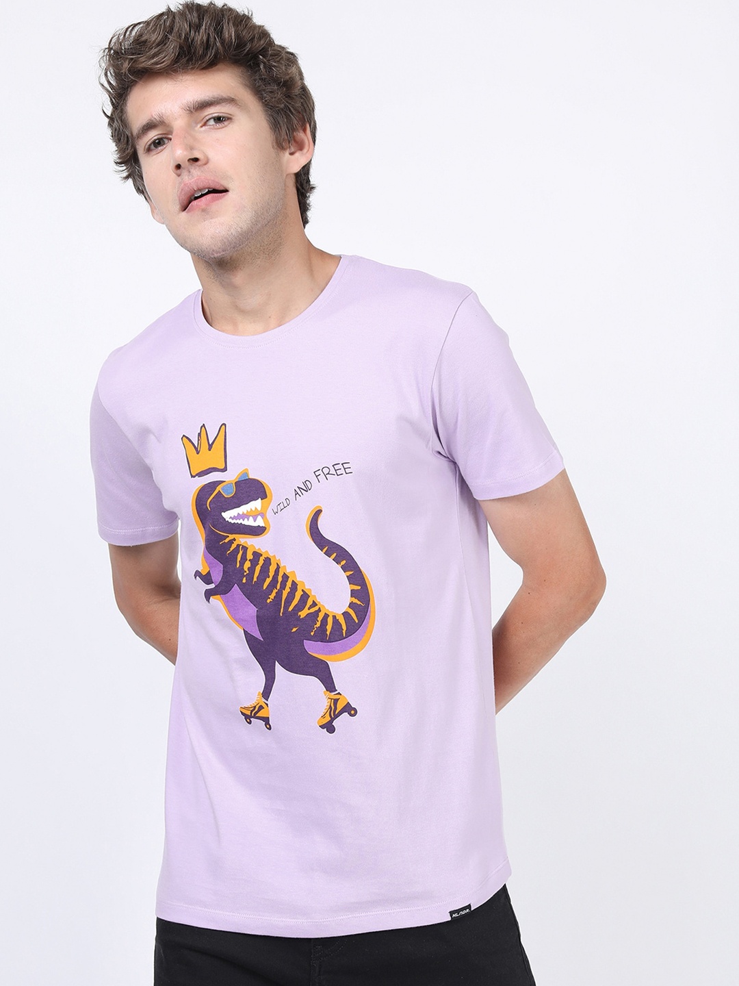 

HIGHLANDER Men Lavender Printed Slim Fit T-shirt