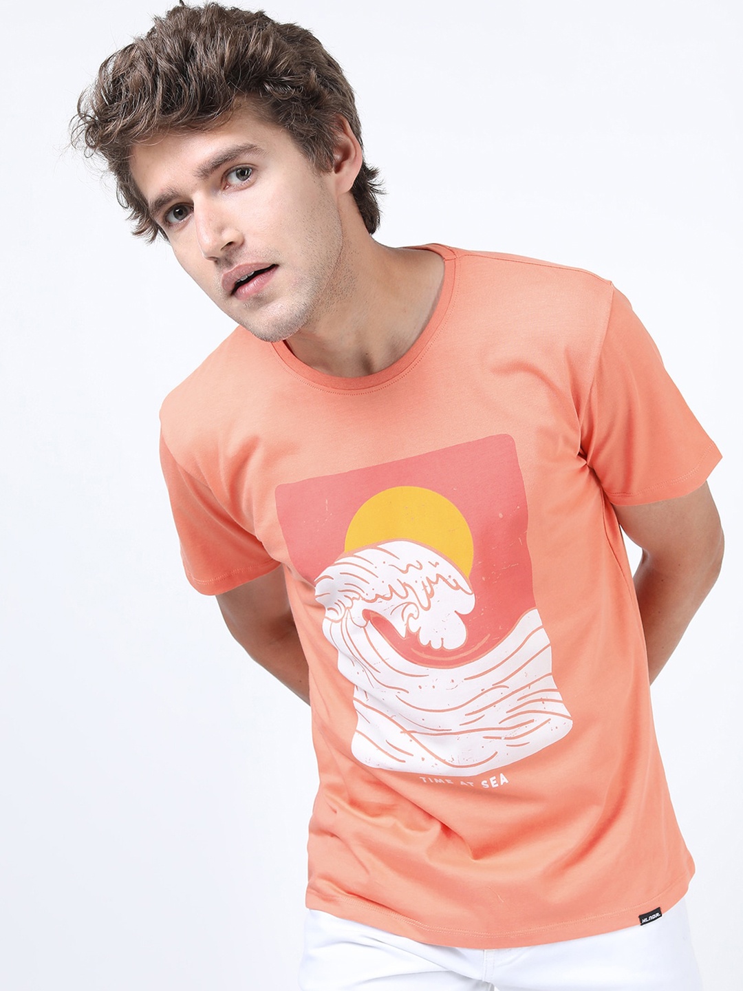 

HIGHLANDER Men Coral Printed Slim Fit Cotton T-shirt