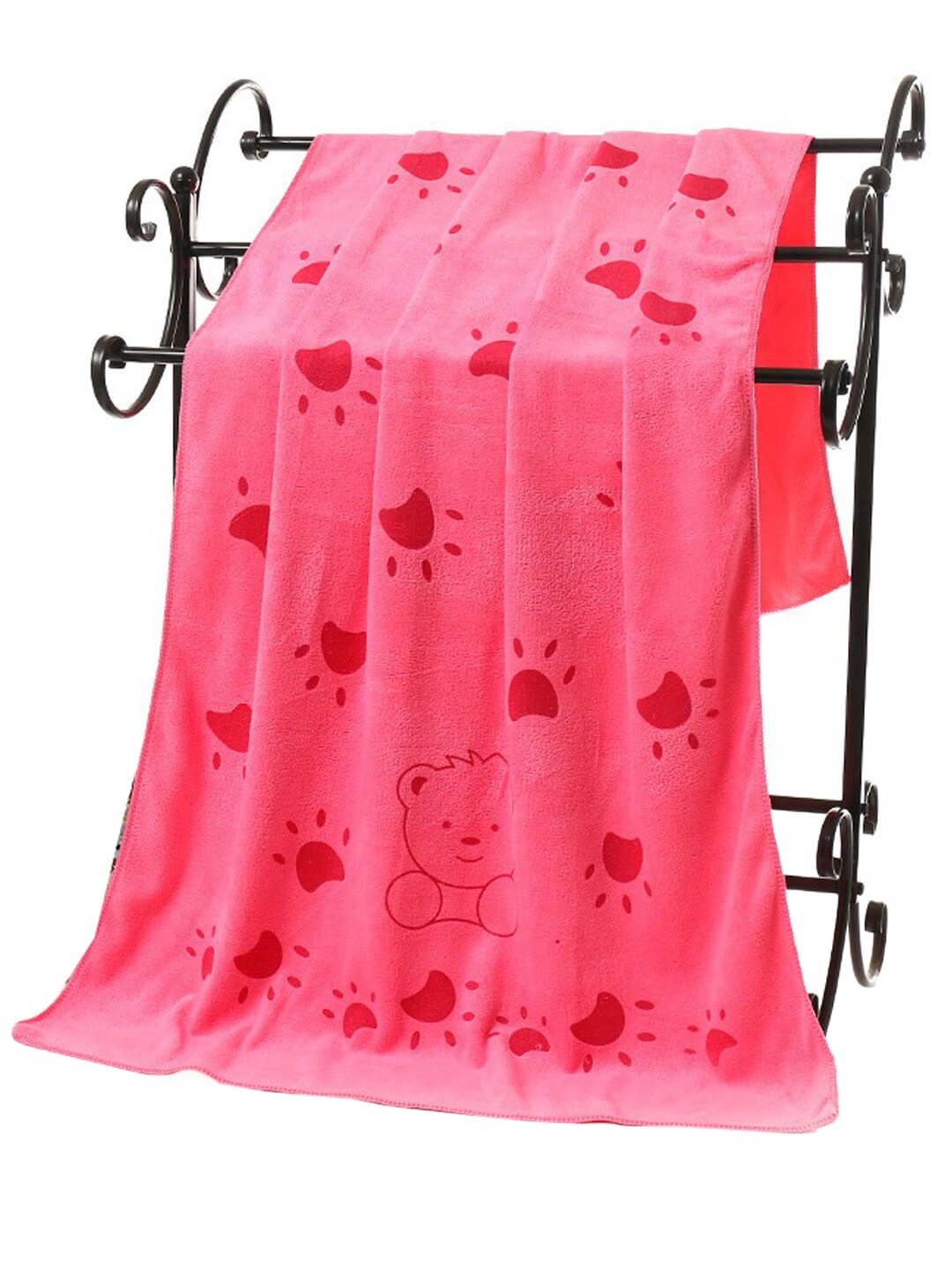 

PAWCHIE Red Printed Cotton Microfiber Dog Bath & Drying Towel