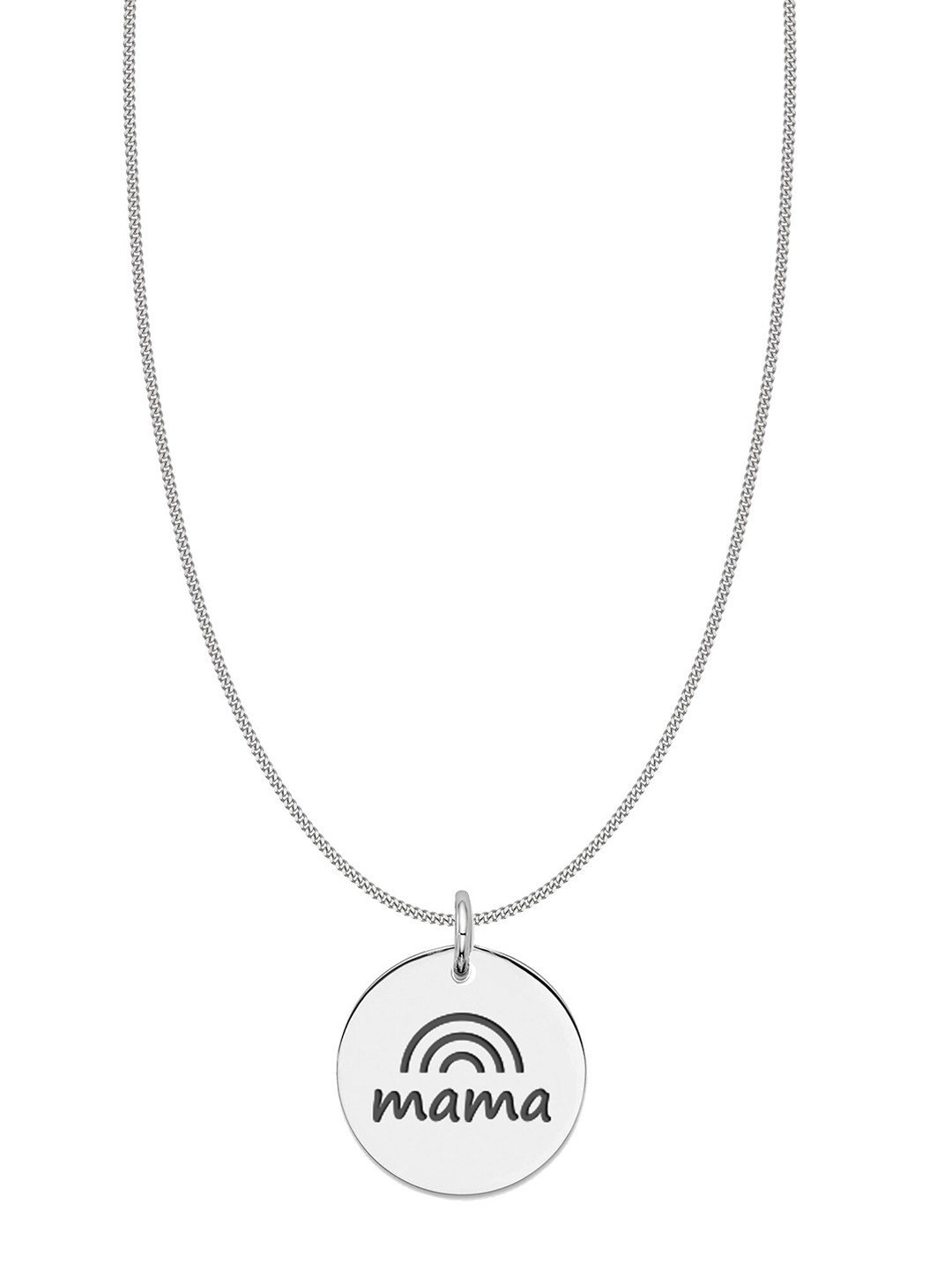 

LeCalla Silver-Toned 925 Sterling Silver Rainbow Mama Printed Pendant Necklace
