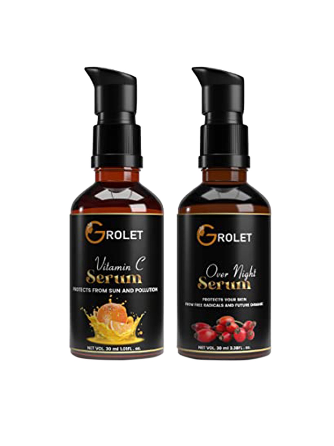 

GROLET Vitamin C & Overnight Face Serum Combo, Transparent