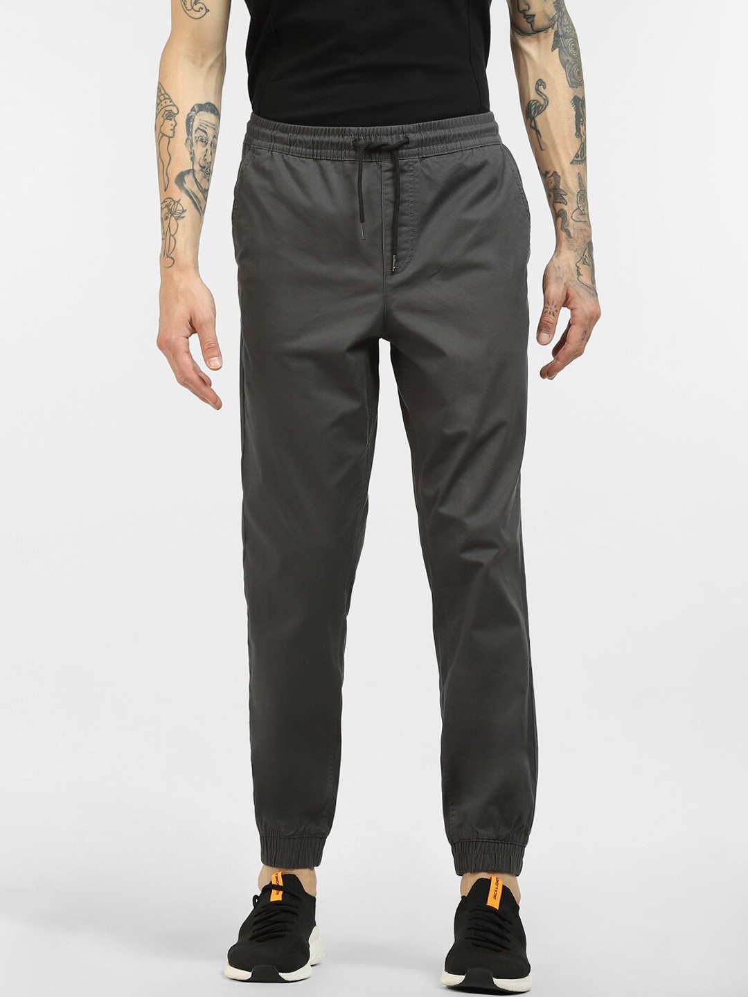 

Jack & Jones Men Grey Solid Cotton Joggers