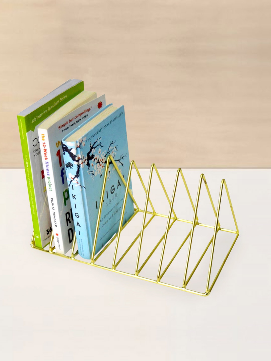

Tranquil Square Gold-Toned Triangle Book Organizer Stand