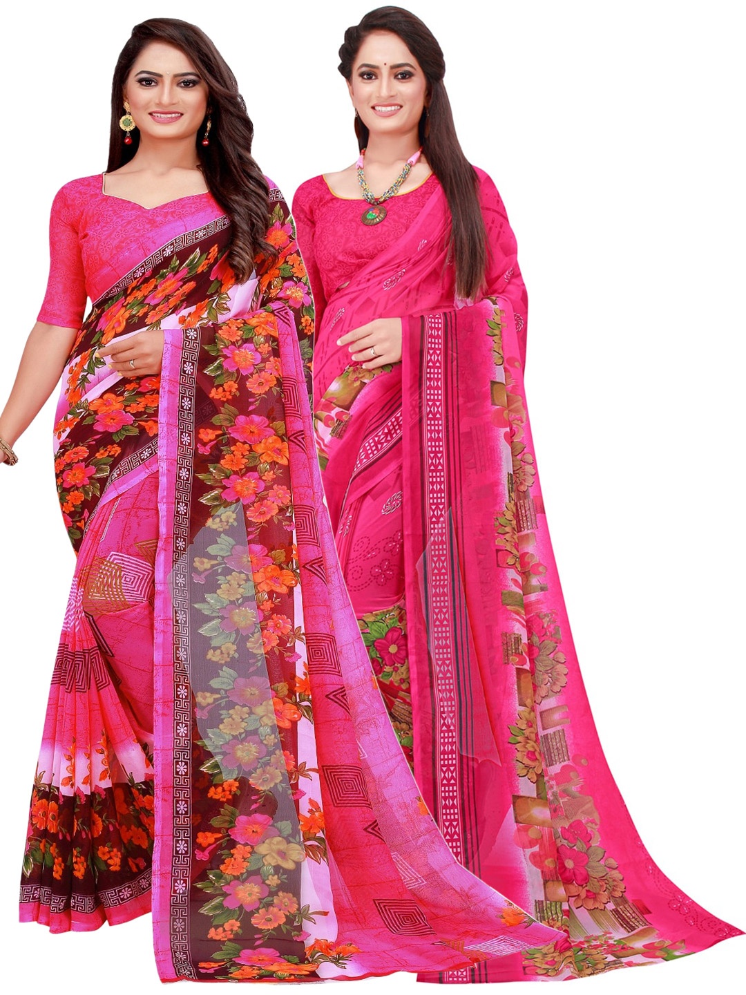

KALINI Set of 2 Pure Georgette Saree, Pink