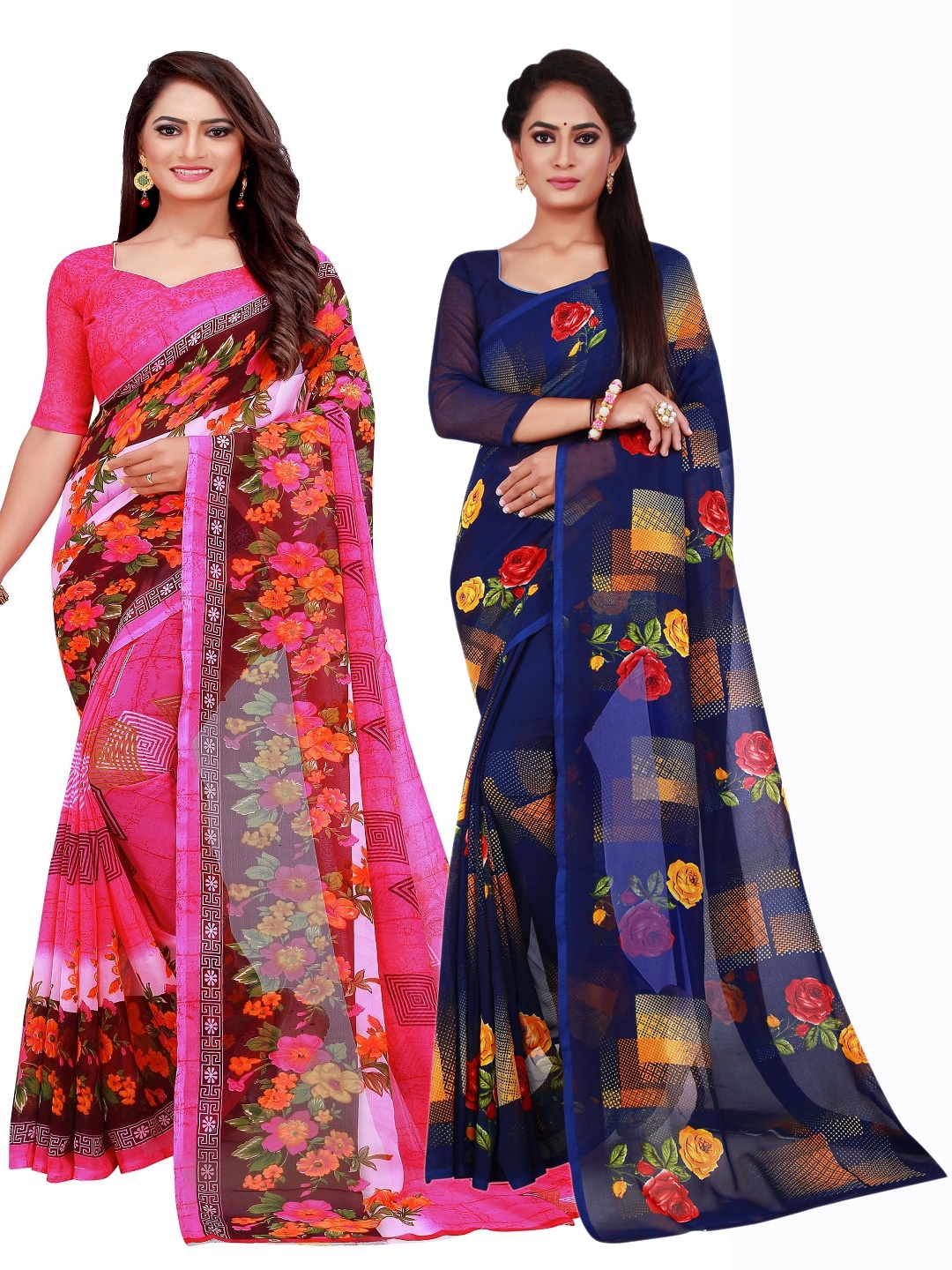 

KALINI Set of 2 Pure Georgette Saree, Pink