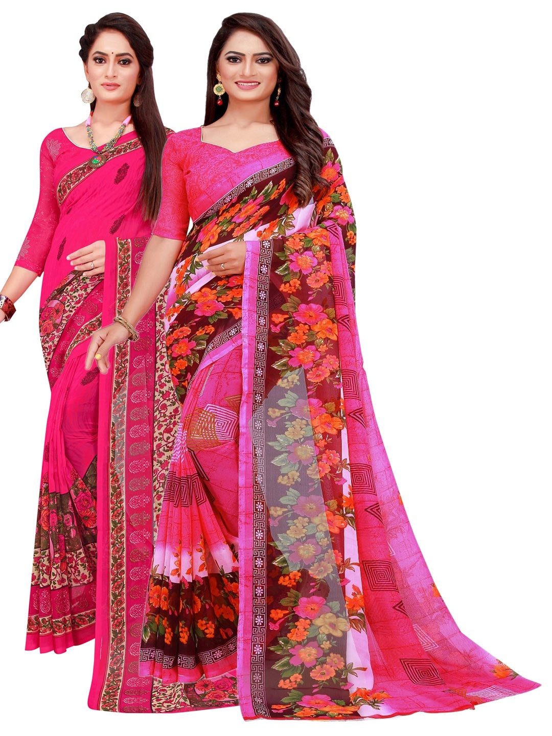 

KALINI Set of 2 Pure Georgette Saree, Pink