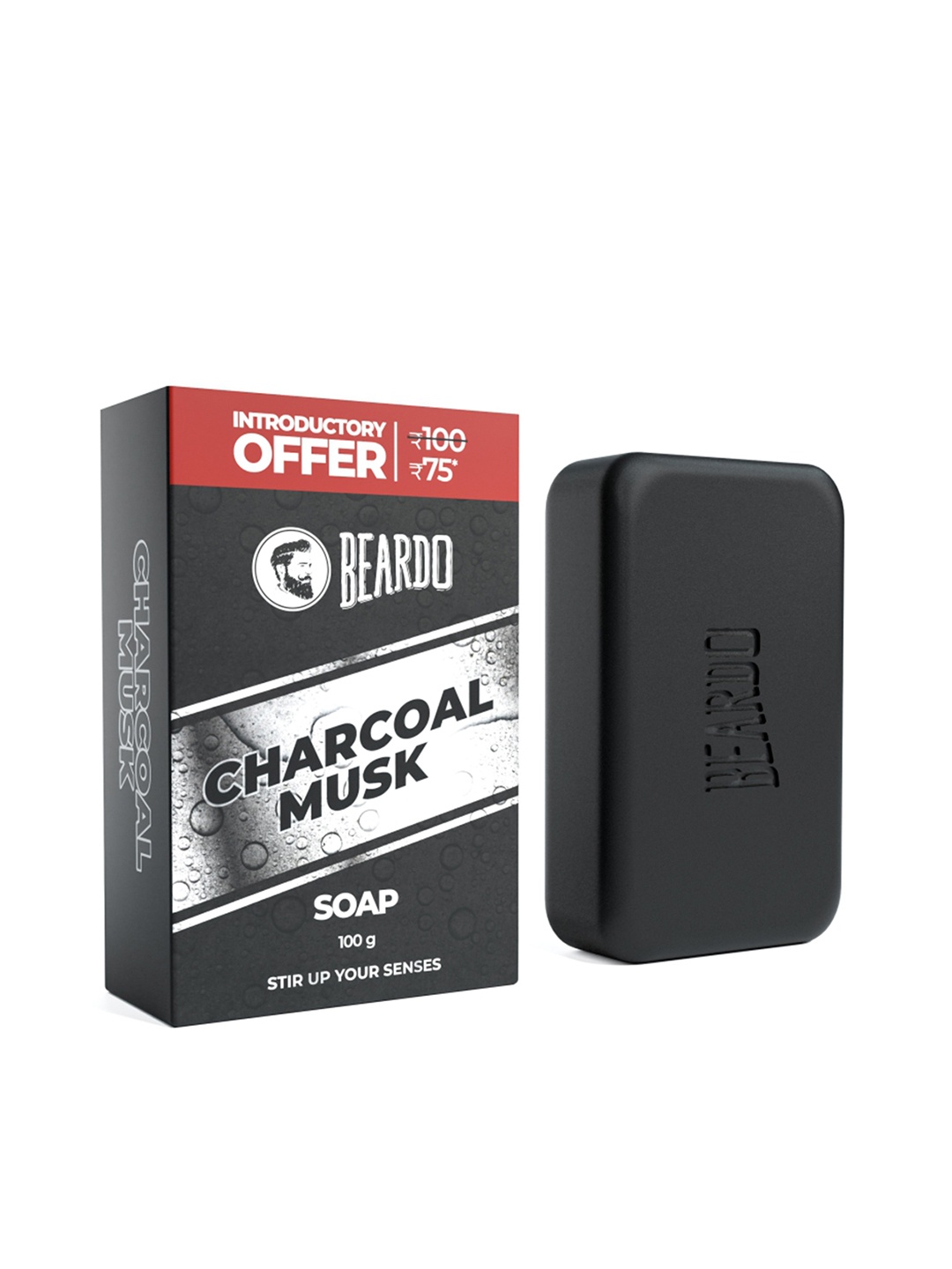 

BEARDO Charcoal Musk Soap with Aloe Vera For All Skin Types - 100 g, Black