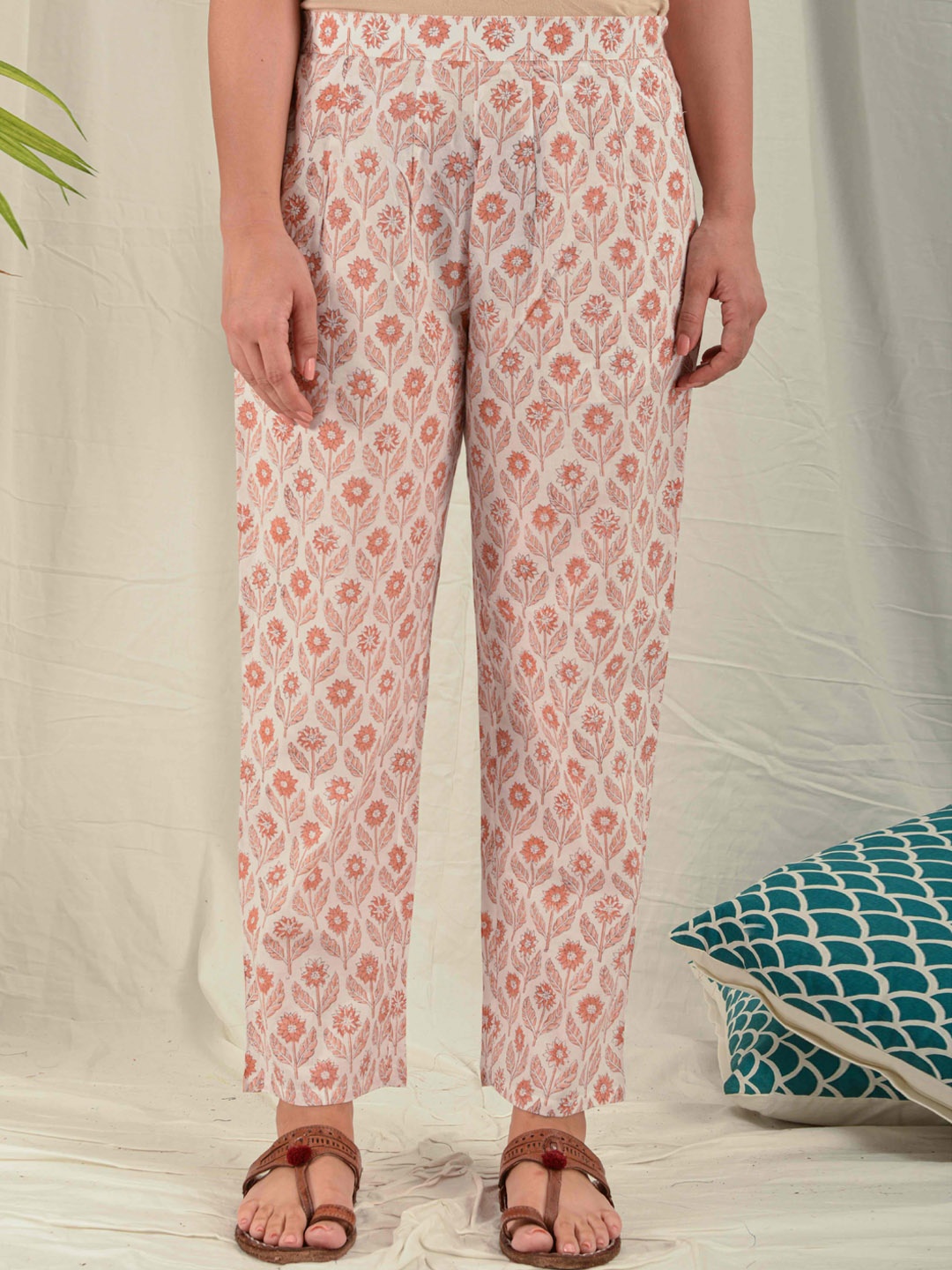 

House of Dhaaga Women Peach-coloured Pure Cotton Sustainable Pyajamas