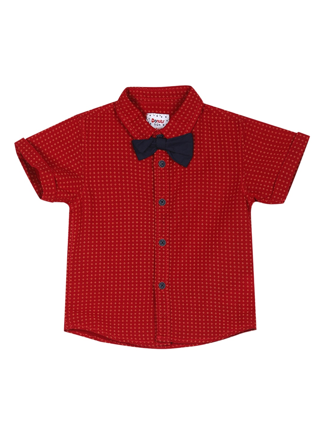 

Donuts Boys Red Micro Ditsy Printed Cotton Casual Shirt