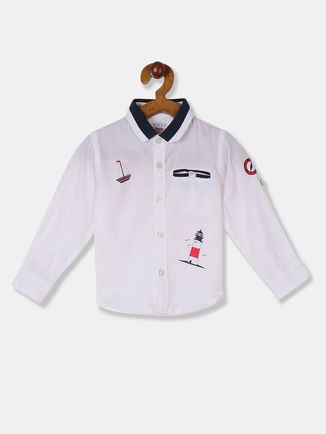 

Donuts Boys White Printed Casual Shirt