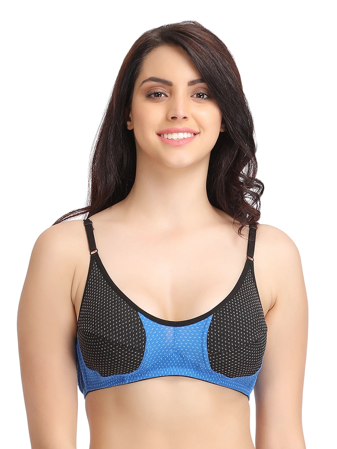 

Clovia Black & Blue Full-Coverage T-shirt Bra BR0829P1340