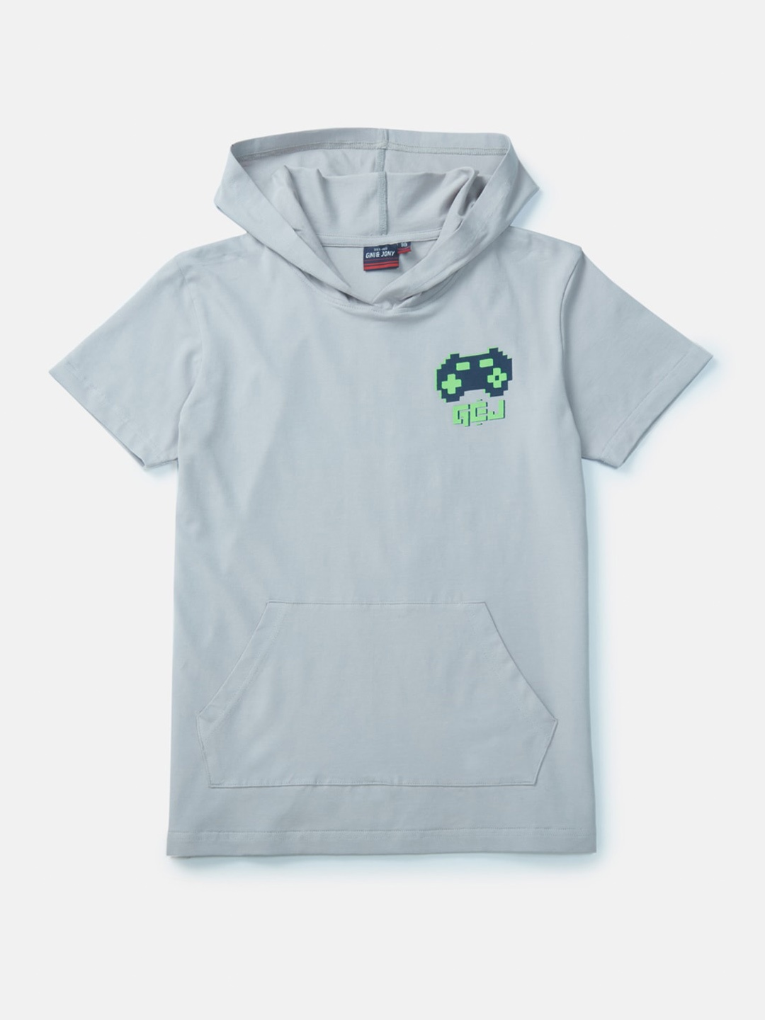 

Gini and Jony Boys Grey Hooded Neck T-shirt