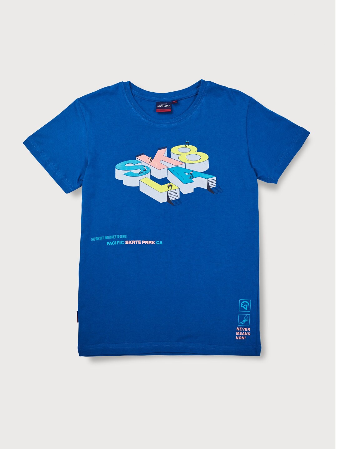

Gini and Jony Boys Blue Typography Printed T-shirt