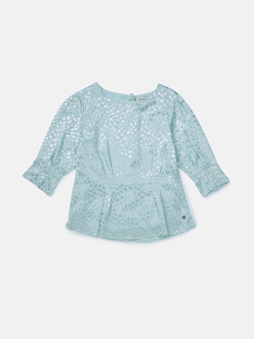 

Gini and Jony Girls Green Self Design Top