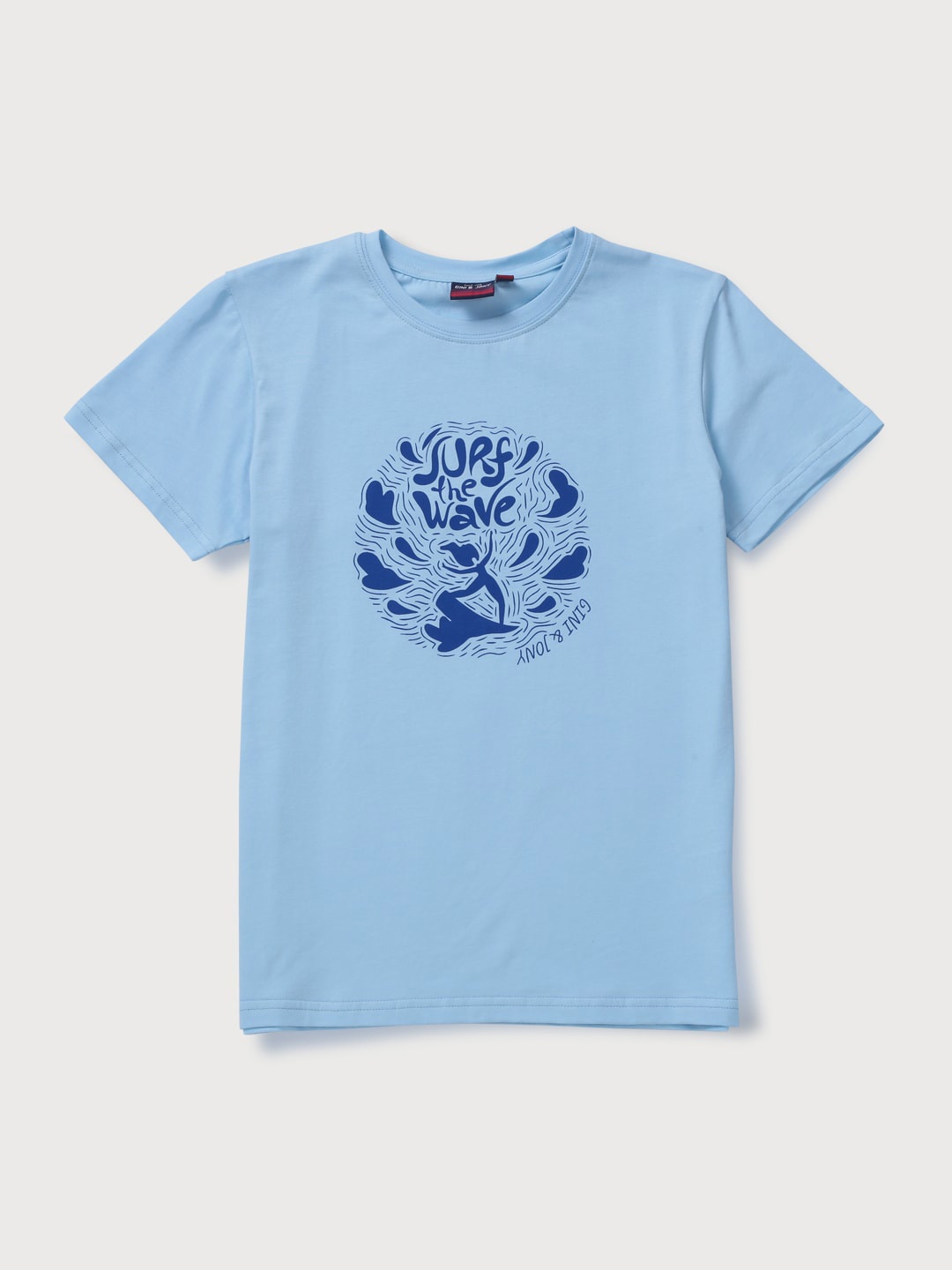 

Gini and Jony Boys Blue Printed Cotton T-shirt