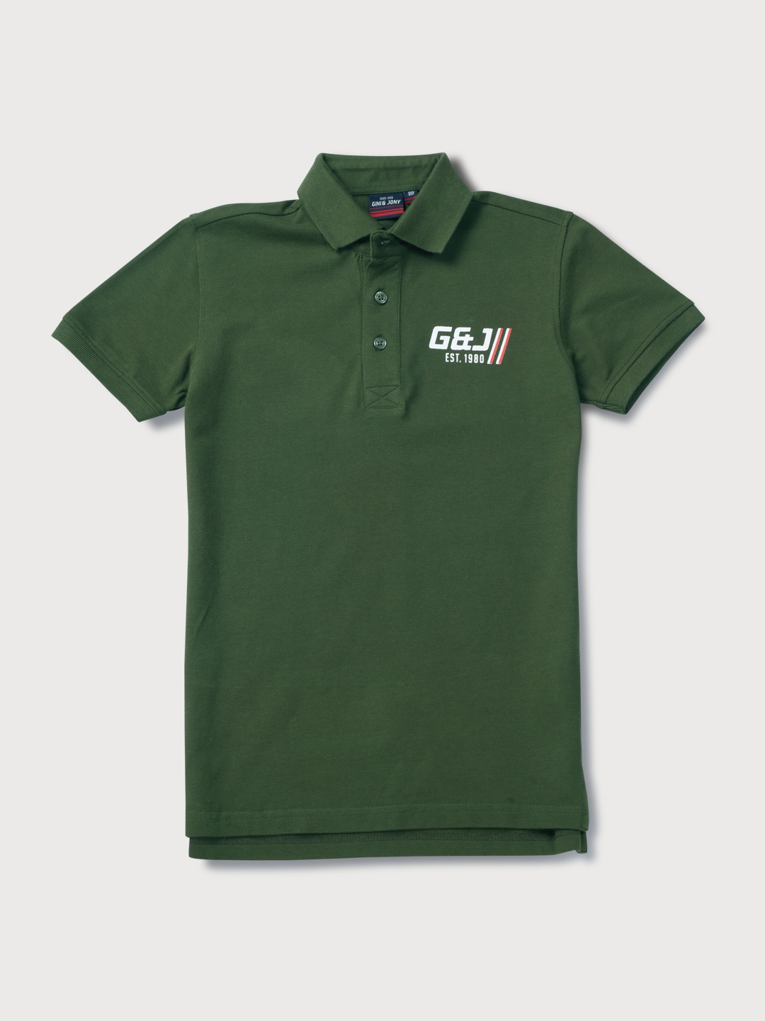 

Gini and Jony Boys Olive Green Polo Collar T-shirt