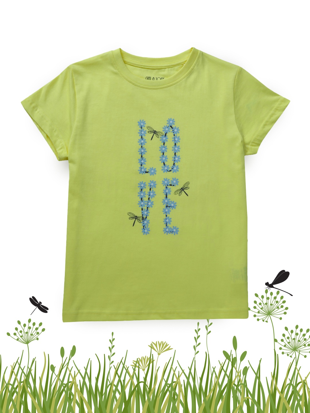 

Gini and Jony Girls Lime Green Printed Top
