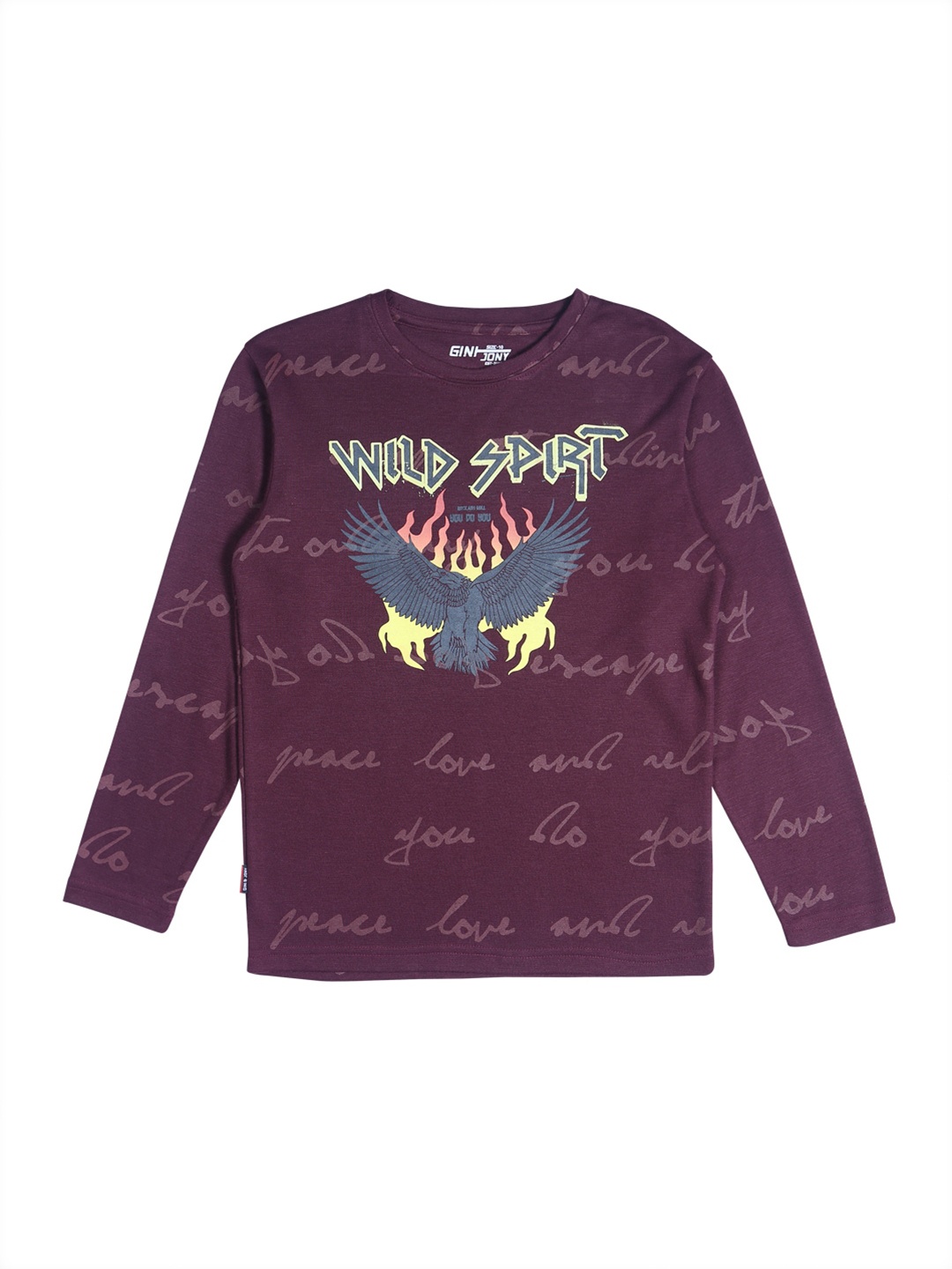 

Gini and Jony Boys Purple Printed T-shirt