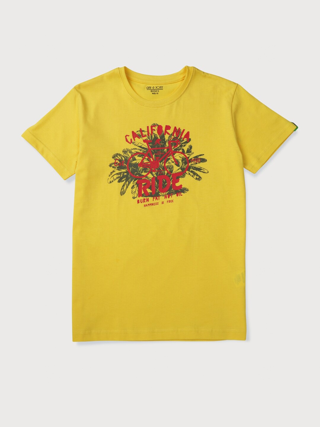 

Gini and Jony Boys Yellow Printed T-shirt