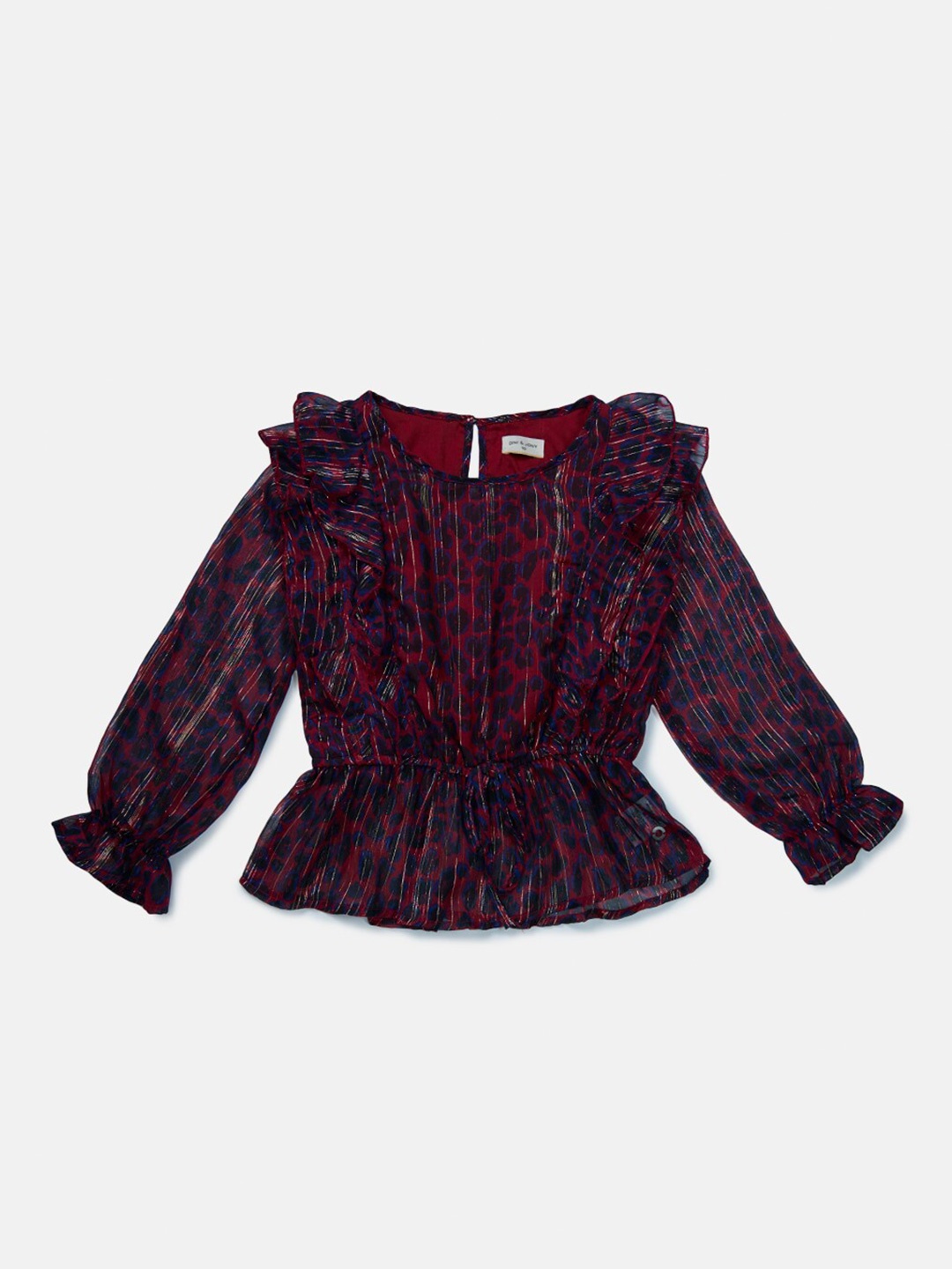 

Gini and Jony Red Floral Print Cinched Waist Top
