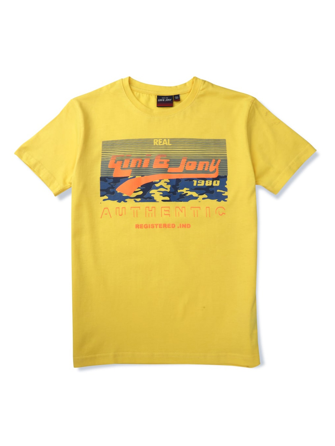 

Gini and Jony Boys Yellow Printed T-shirt