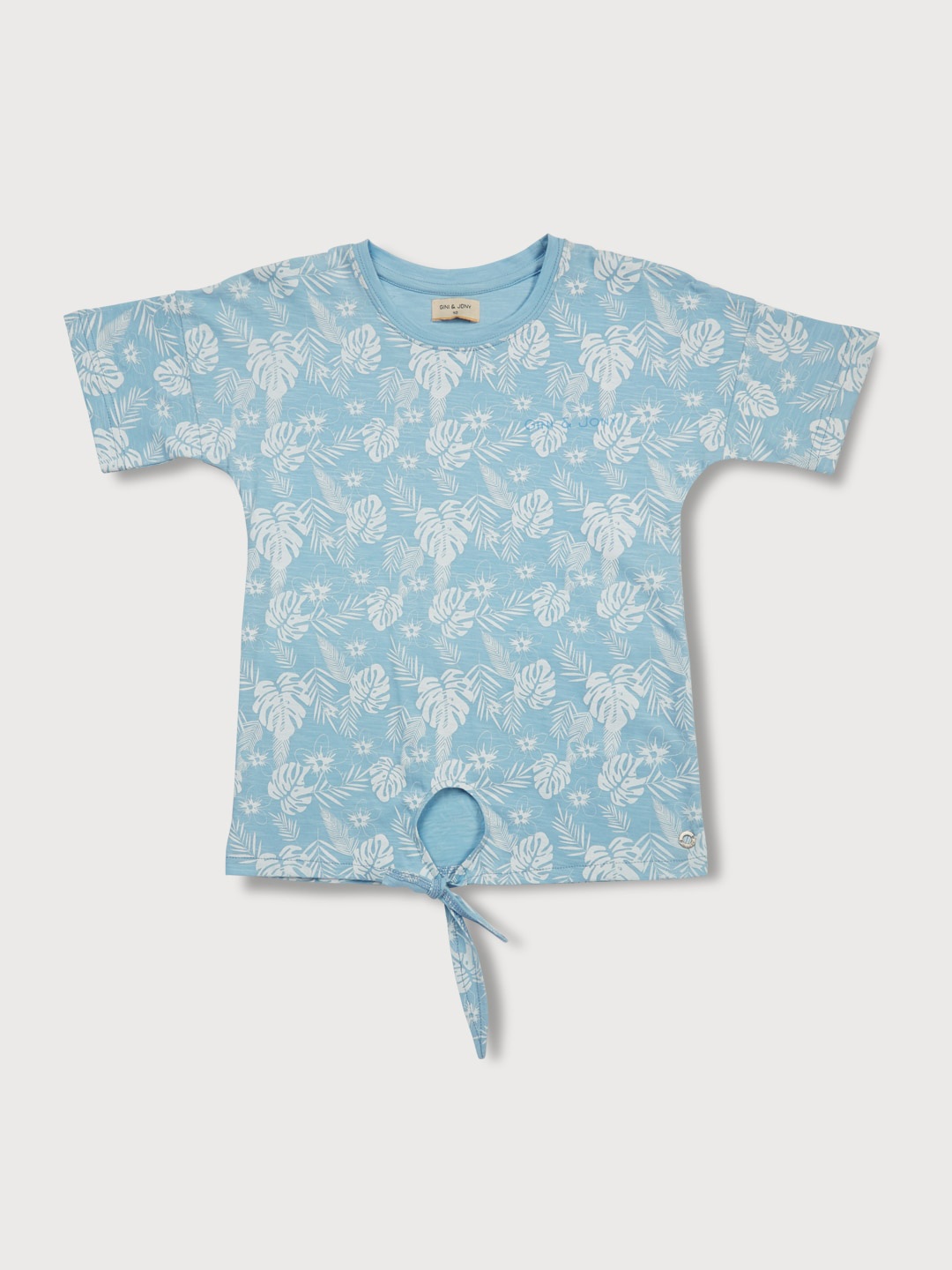 

Gini and Jony Girls Blue & White Floral Printed Regular Top