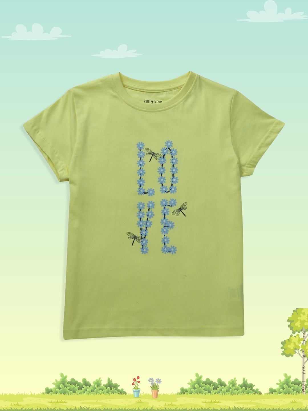 

Gini and Jony Girls Yellow Printed Top