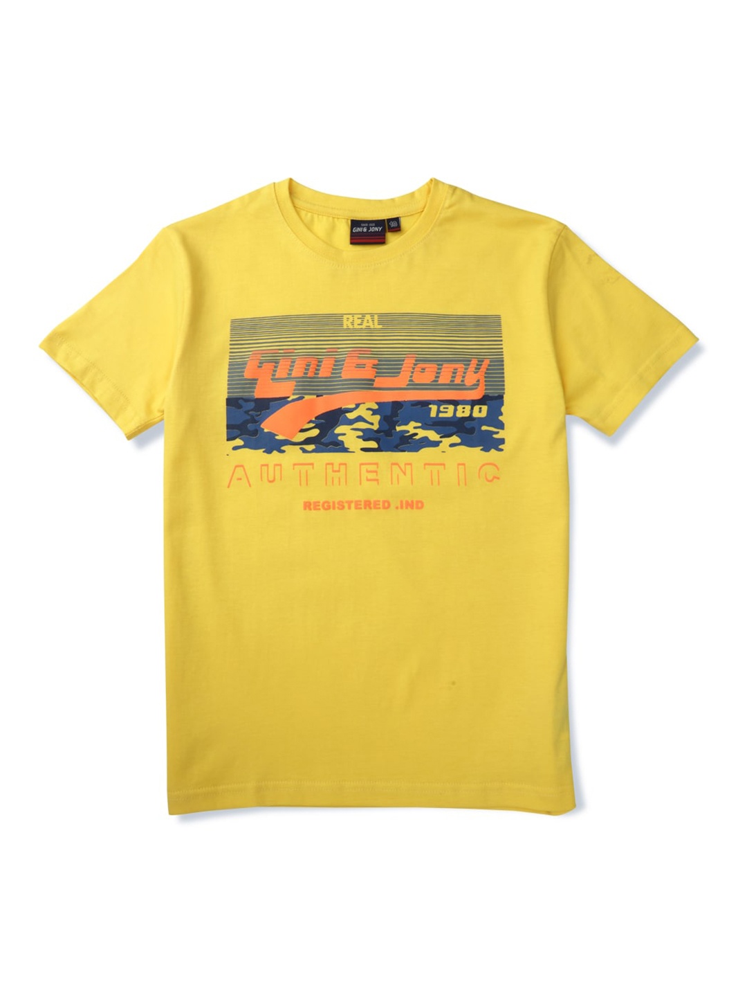 

Gini and Jony Boys Yellow Printed T-shirt