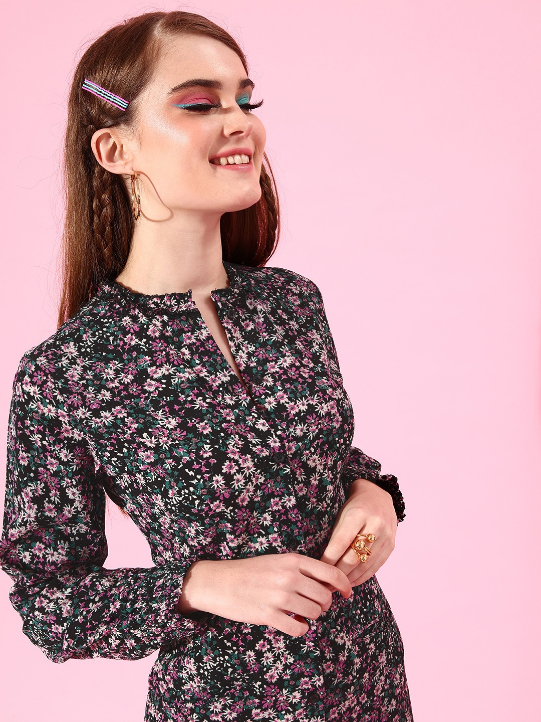 

StyleCast Women Black Floral Utility Dress