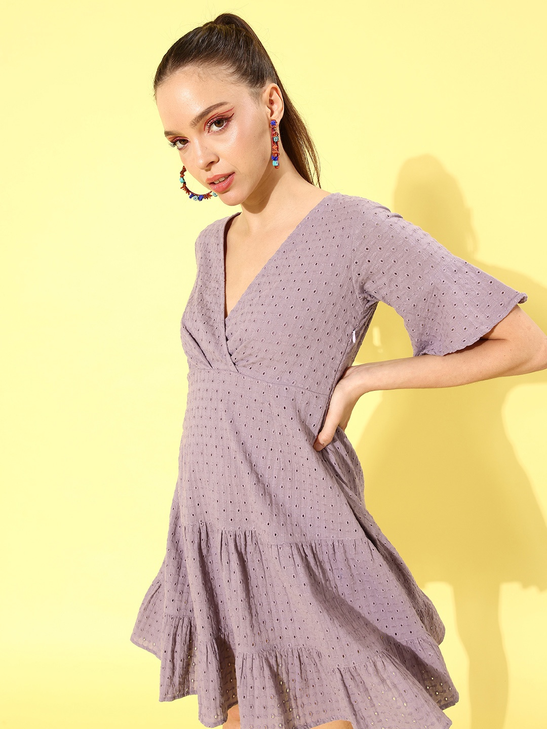 

StyleCast Women Beautiful Mauve Floral Craft Core Dress
