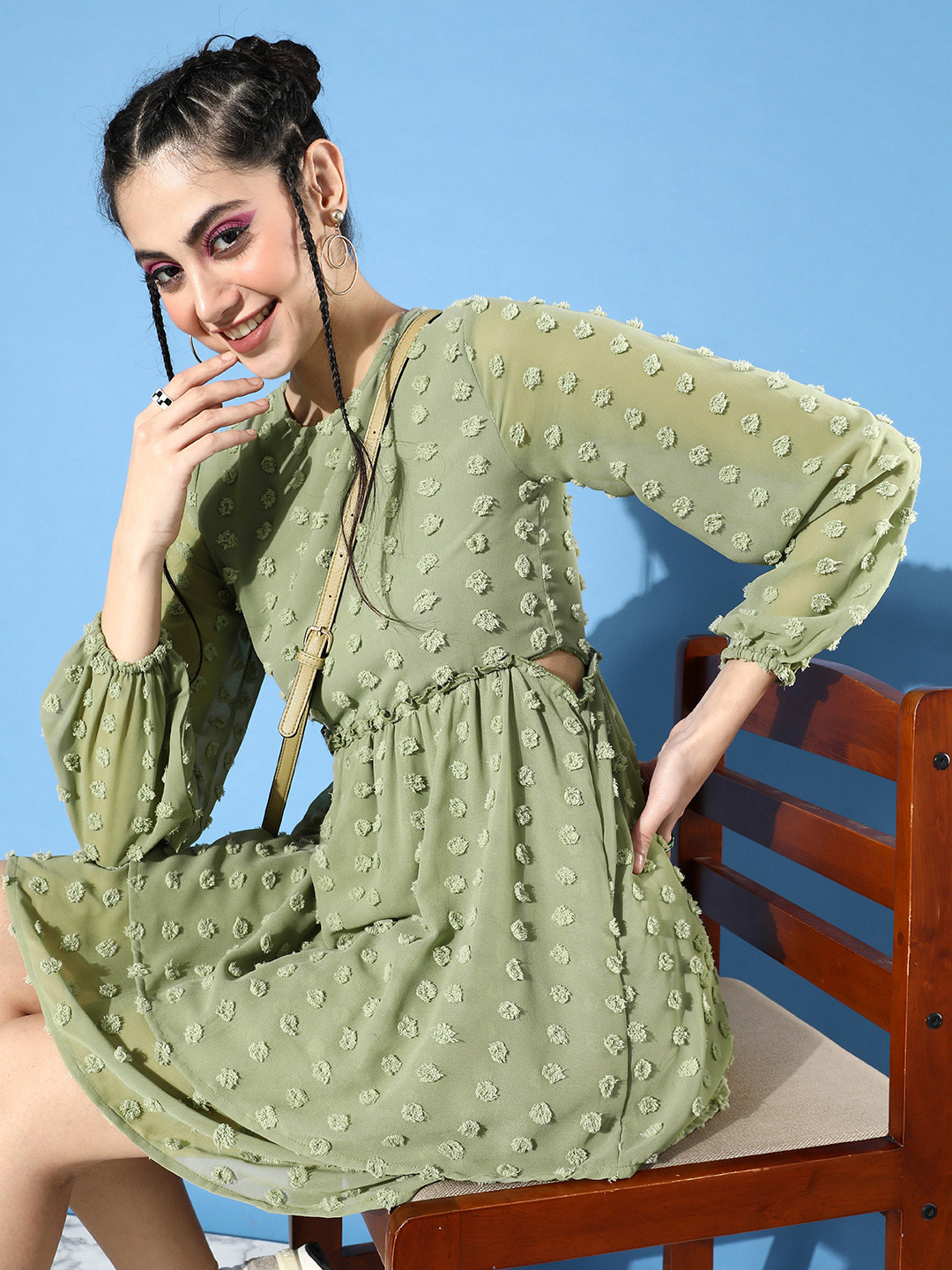 

StyleCast Fit & Flared Georgette Dress, Green