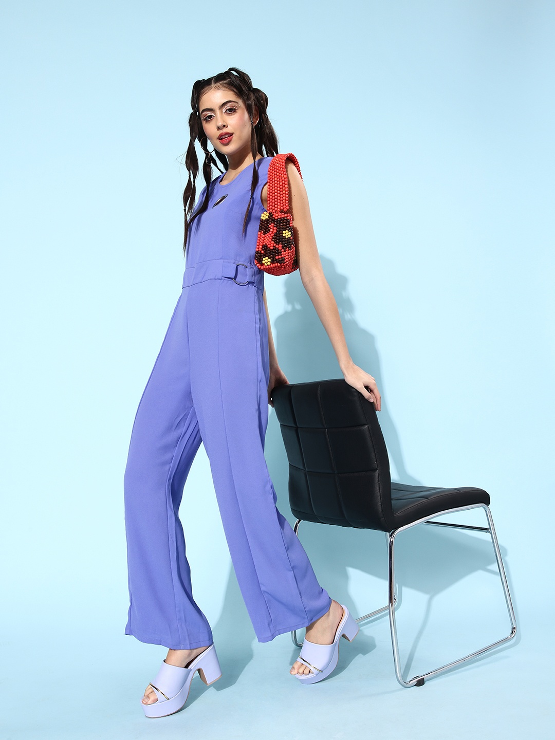 

StyleCast Women Charming Purple Solid Cut it Off Jumpsuit