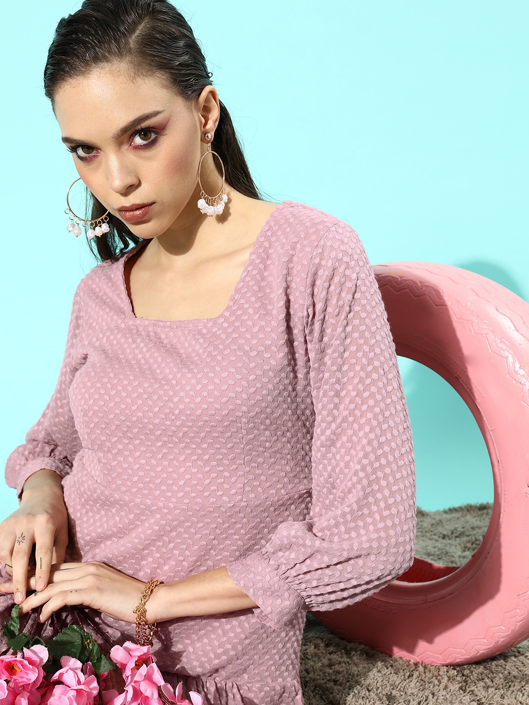 

StyleCast Women Mauve Ethnic Motifs Once Upon a Sleeve Dress