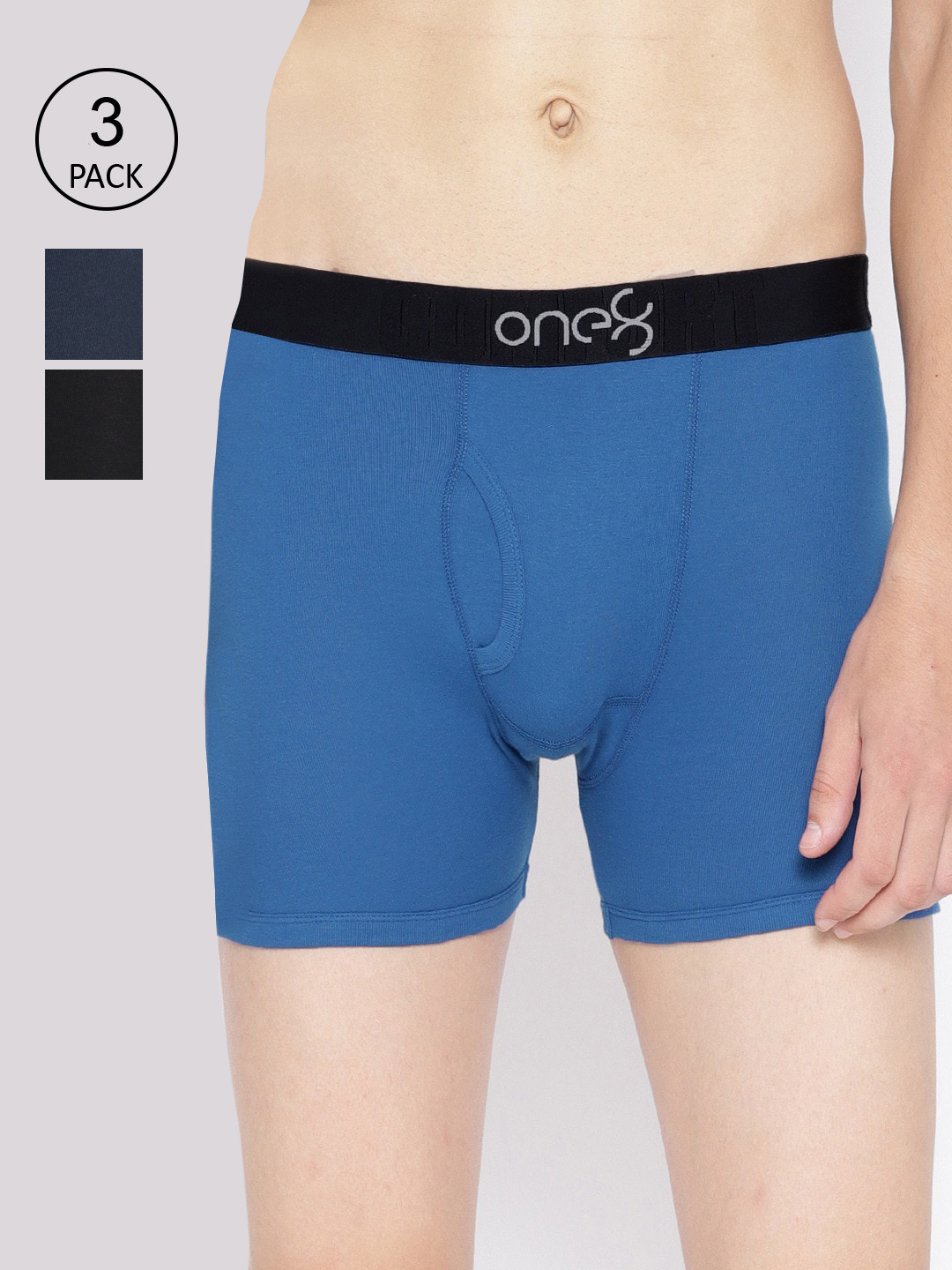 

one8 by Virat Kohli Men Pack Of 3 Solid Cotton Trunk, Navy blue