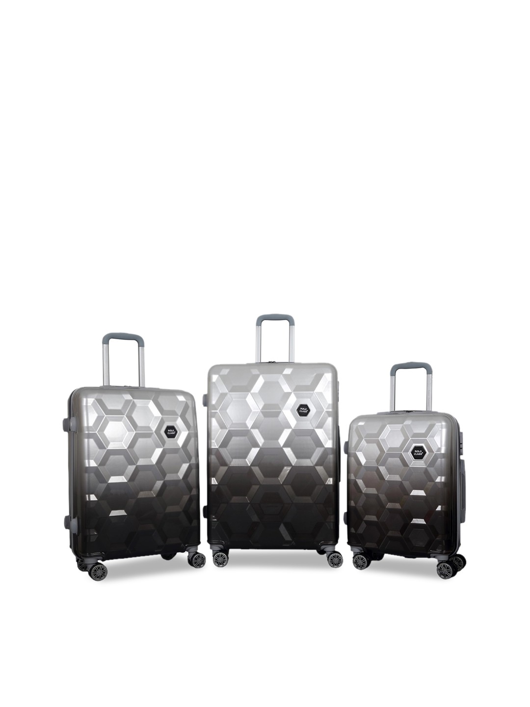 

Polo Class 3 Pieces Black & Grey Textured Trolley Bag Set- 20/24/28 inch