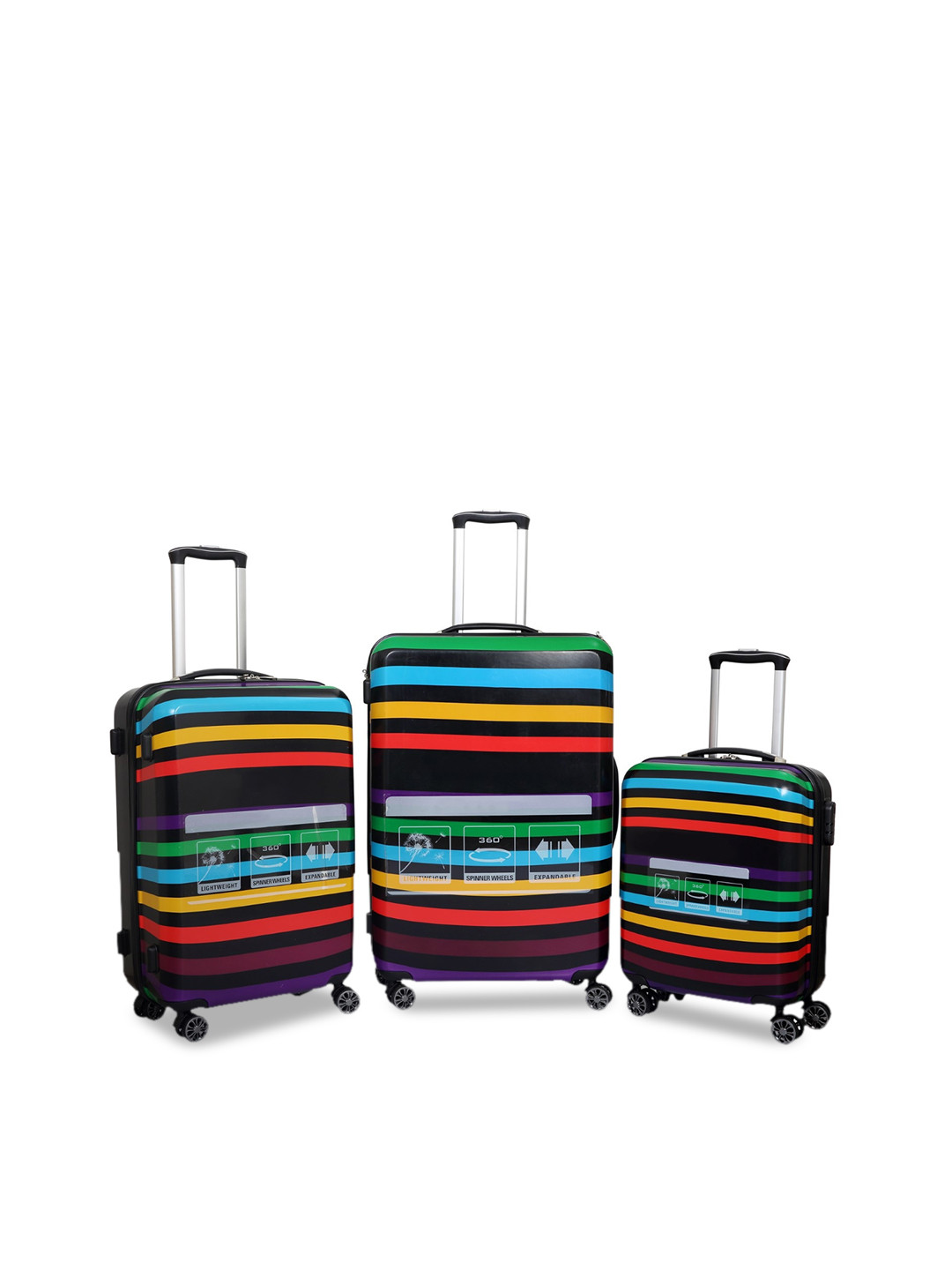 

Polo Class Set Of 3 Black Printed Trolley Bags