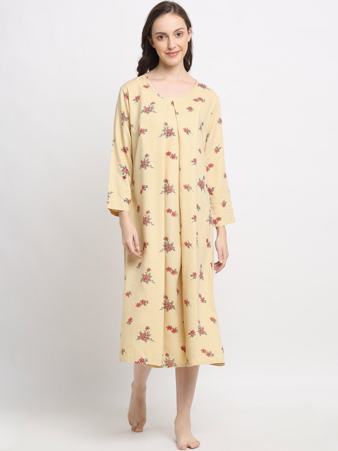 

Katn India Cream-Coloured Printed Nightdress