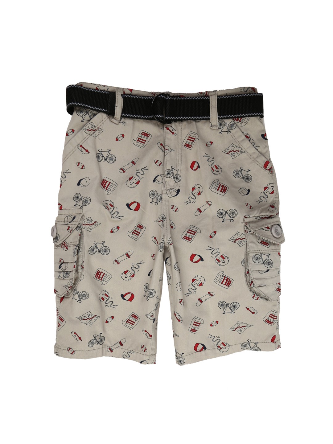 

V-Mart Boys Grey Conversational Printed Cargo Shorts