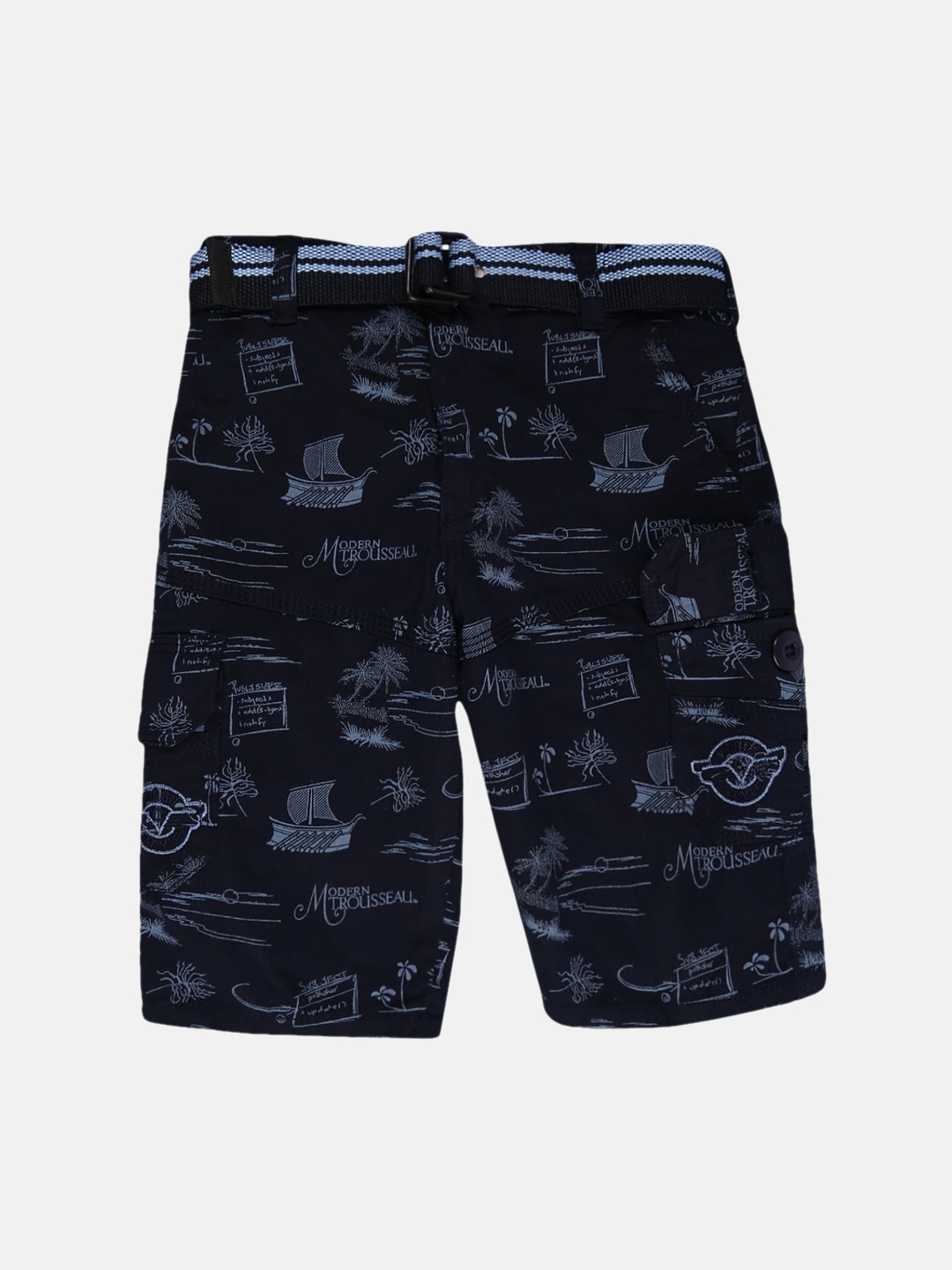 

V-Mart Boys Blue Regular Fit Conversational Printed Cotton Shorts