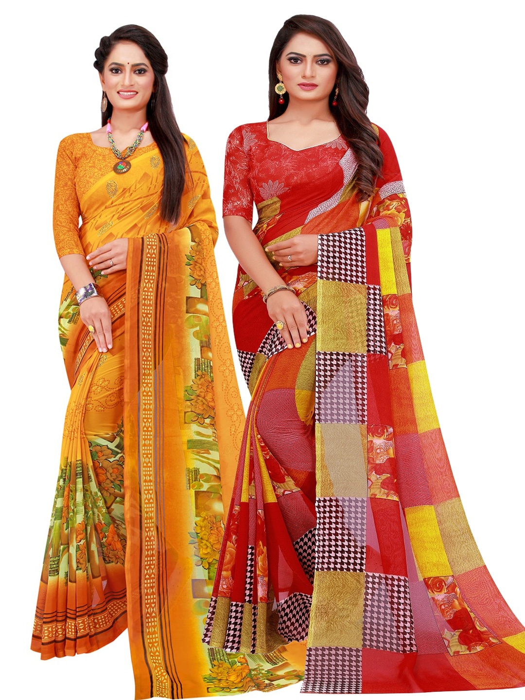 

KALINI Set of 2 Pure Georgette Saree, Red