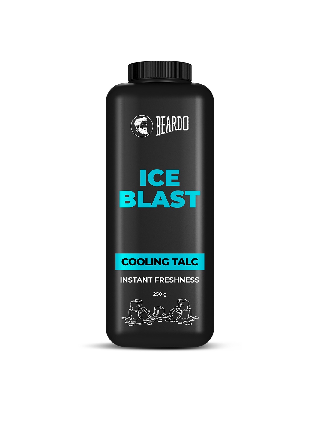 

BEARDO Men Ice Blast Cooling Talc Powder - Instant Freshness with Menthol & Vit E - 250g, Black