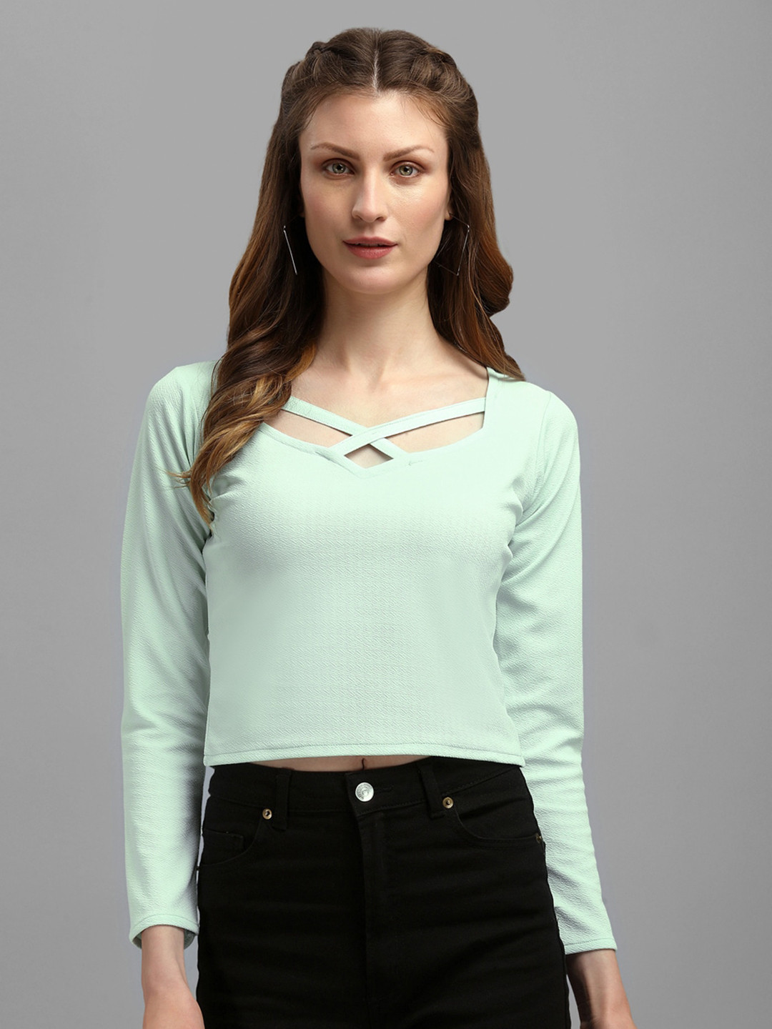 

PURVAJA Sea Green Crop Top